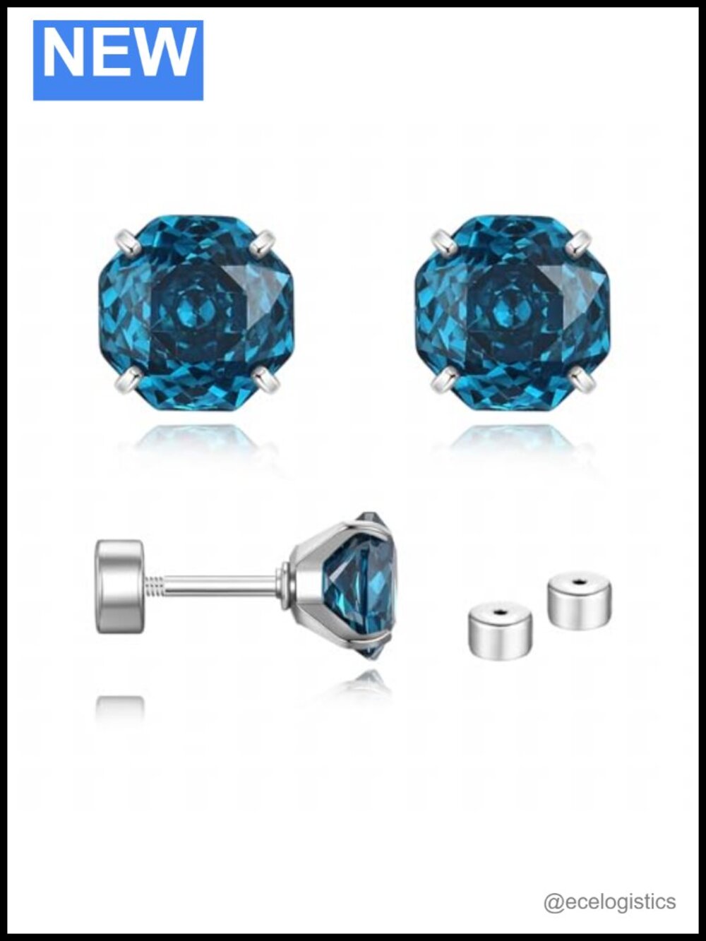 Rose-Cut Screw Back Stud Earrings Hypoallergenic Titanium Steel Unisex